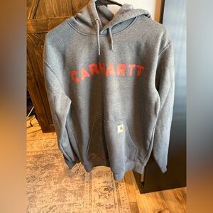 Carhartt Gray and Red Men's Hoodie